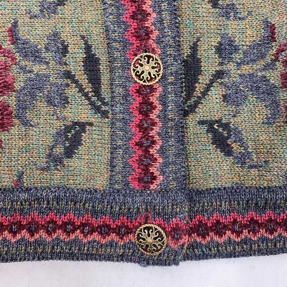 Cherry Lewis Green Red Vintage Wool Cardigan | Women’s M, UK Made - Picture 6 of 6